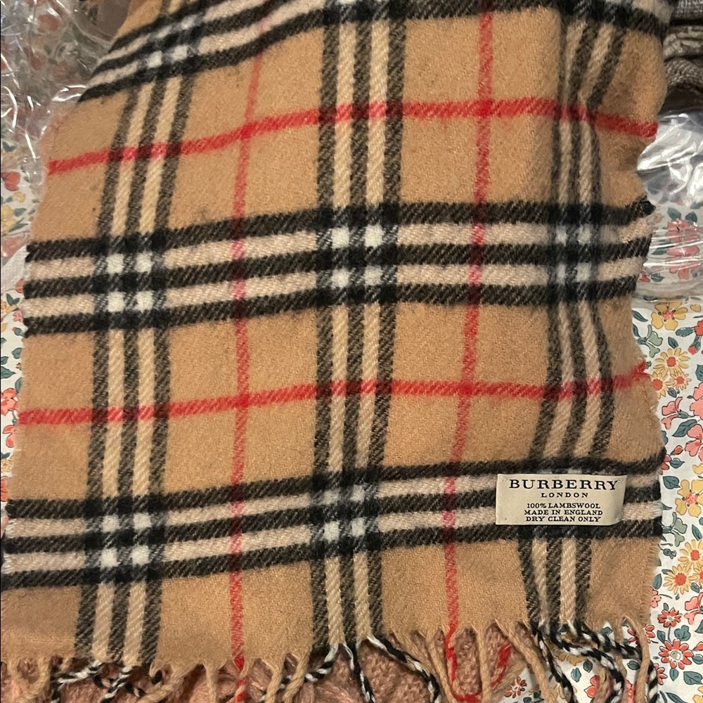 Burberry Beige Checkered Scarf